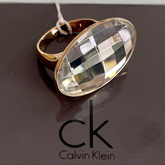NWT Calvin Klein Yellow Cocktail Ring - Picture 1 of 8